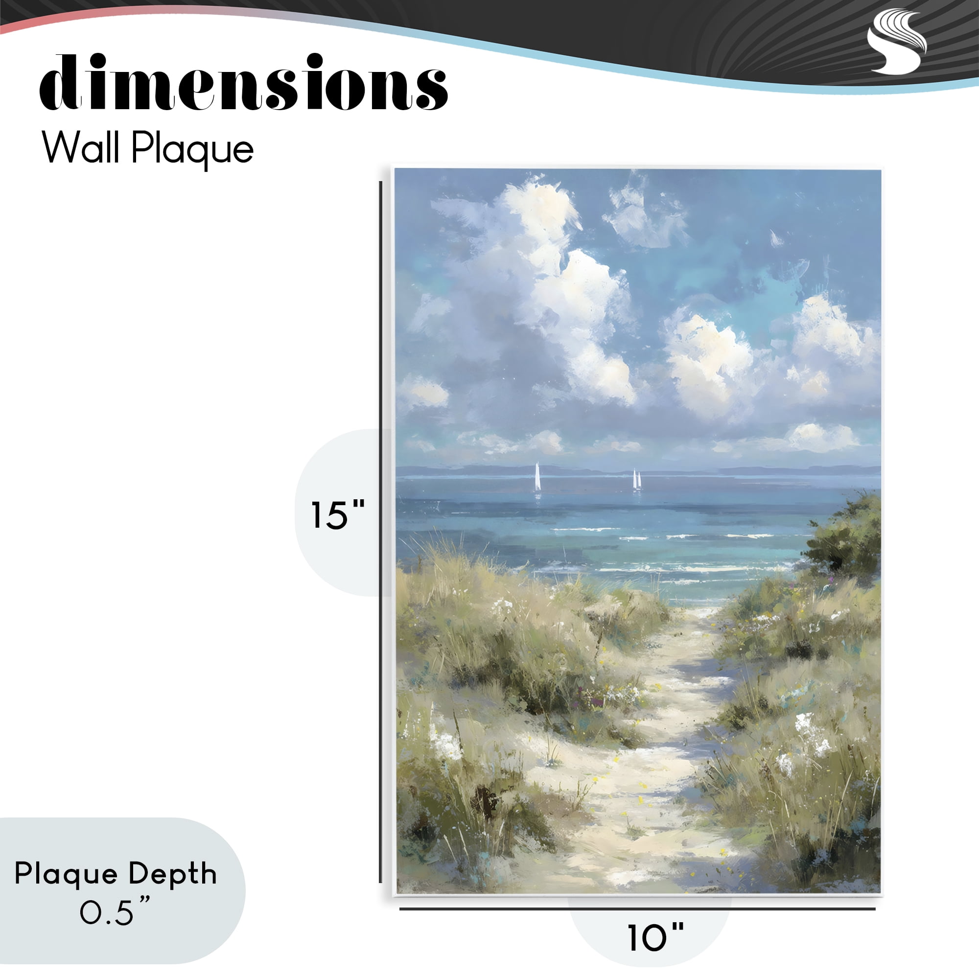 Stupell Industries Impressionist Clouds over Beach Path Wall Plaque Art, design by Petal Prints Design