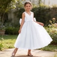 thumbnail image 4 of Fgnfyis Toddler Princess Dress Sleeveless Satin Net Long Puff Skirt Birthday Performance European Style Girls Summer Dresses White 11-13 Years, 4 of 8