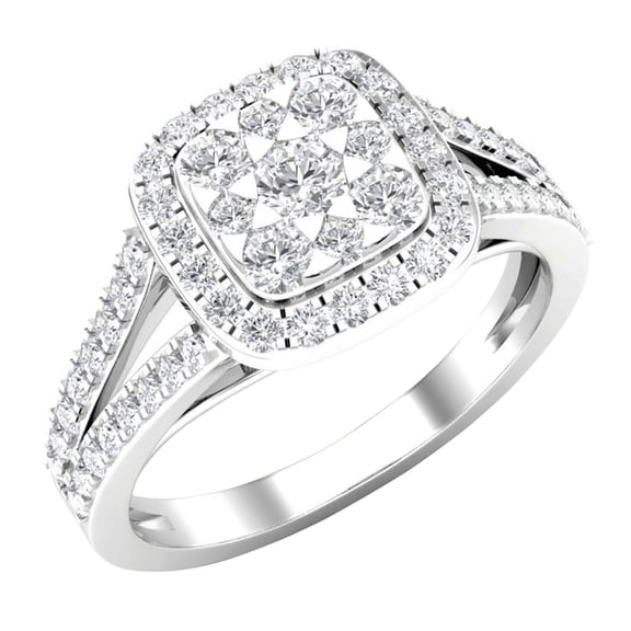 Dazzlingrock Collection 0.95 Carat (ctw) 10K Round White Diamond Ladies Split Shank Engagement Ring 1 CT, White Gold, Size 7.5