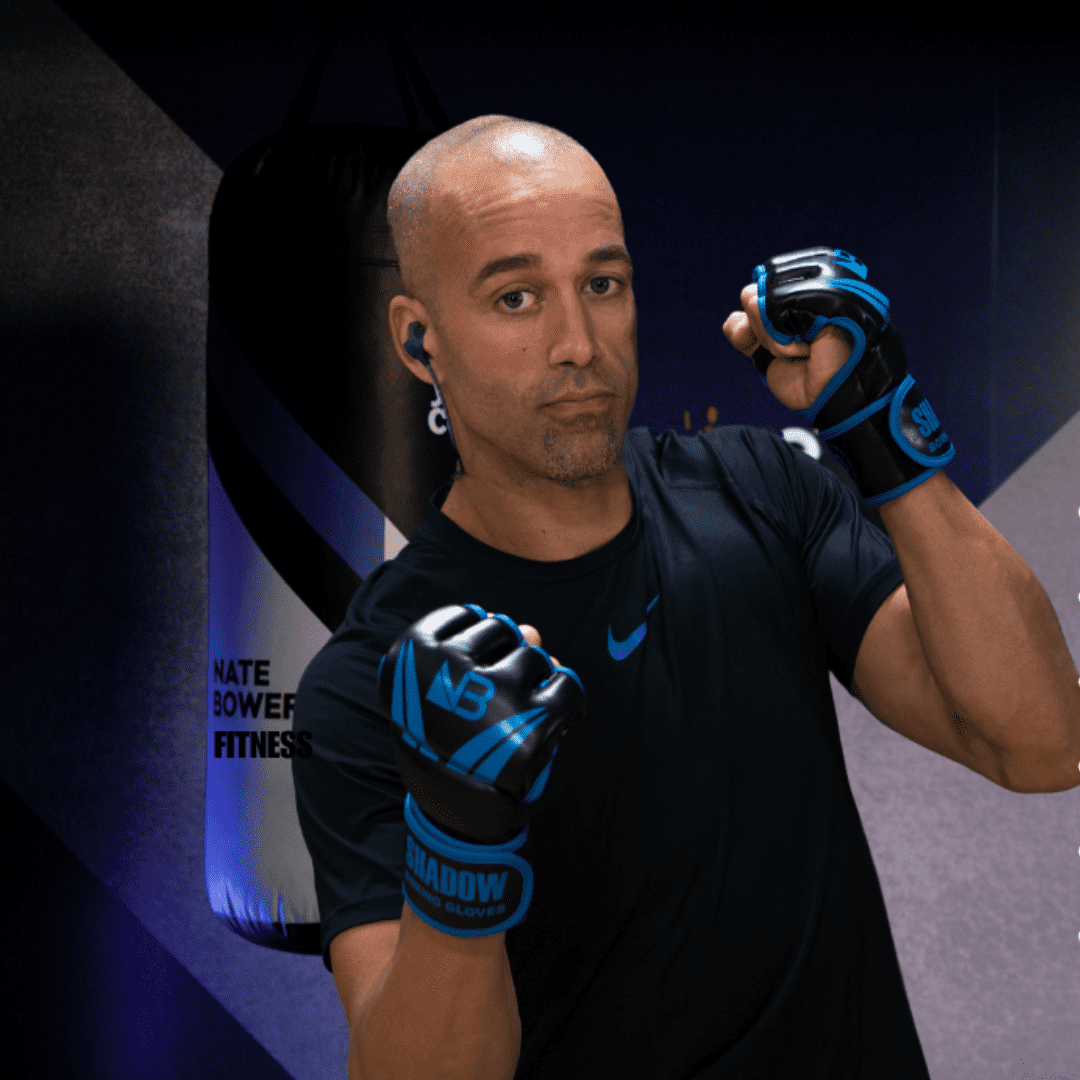 Nate Bower Fitness Weighted Shadow Boxing Gloves – MMA-Inspired, Open-Hand Design for Unisex Mobility - Shadow Boxing Workouts Gloves - Large 12oz -Blue