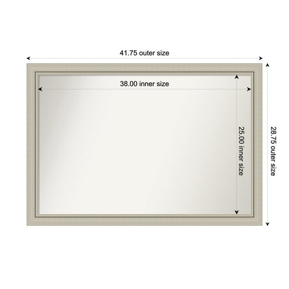 Amanti Art Custom Wall and Bathroom Mirror (28.75 x 41.75 in.), Romano Silver Narrow Frame