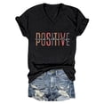 thumbnail image 4 of Womens Tshirt Funny Graphic Print Short Sleeve V Neck Soft Tee Positive Mind Womens Tees Black XL, 4 of 4