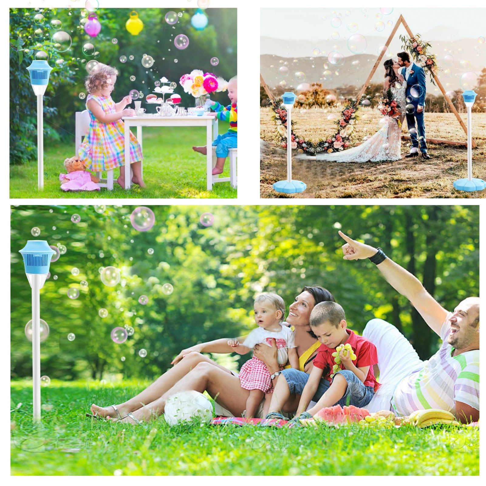 Bubble Machine Maker Stand - Automatic Bubble Machine | Road Lamp Shape Outdoor Entertainment | Rechargeable Automatic Endless Bubble Fun for All,Built-in Music & Night Light | Party Decor