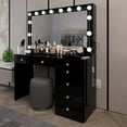thumbnail image 3 of Boahaus GRWM Diana 1 Piece Modern Vanity Table Set with Add-On Lights and Charging Station, 7 Drawers, Black, 3 of 10