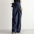thumbnail image 4 of Lmnyox Cotton Linen Dress Pants for Women Wide Leg High Waist Palazzo Pants Lightweight Business Trousers, 4 of 7