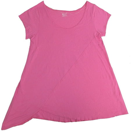 HUE Women's Asymmetrical Lounge Pajama Top, Pink, S