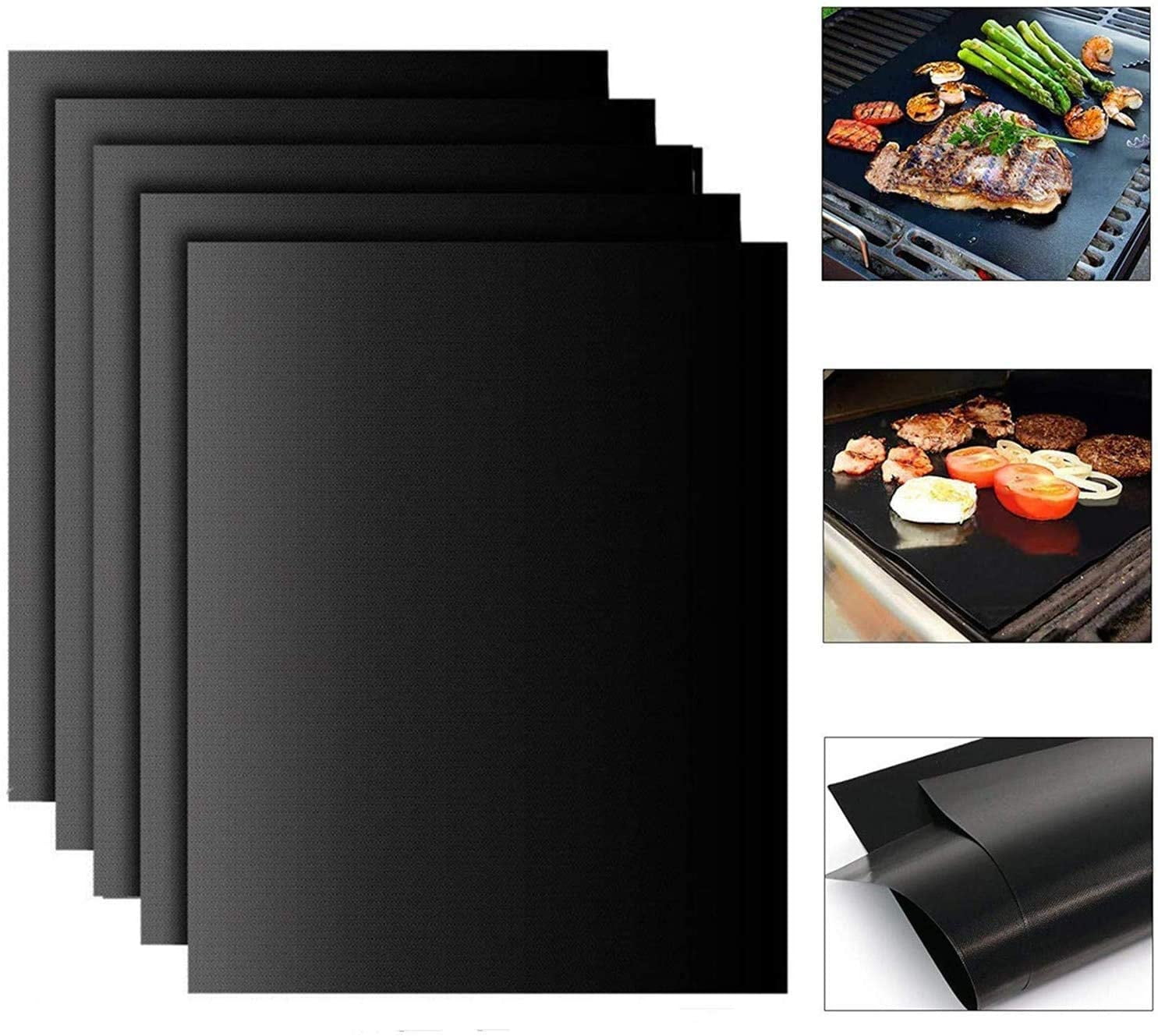 BBQ Mat Set of 5, Grill Mat Oven Liner Nonstick BBQ Grill Mat, Easy to