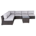 thumbnail image 1 of Living Source International Ensemble Sectionnel 8 Pcs avec Coussins en Espresso/gris, 1 of 4
