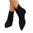 thumbnail image 4 of WAVSUF Women's Ankle Boots Anti Slip Pointed Toe Soft Sole Wide Width Suede Flat Boots Black 6, 4 of 9