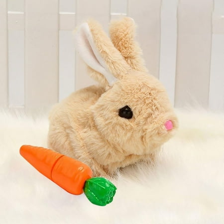TETOU Easter Basket Stuffers for Toddler Interactive Electronic Bunny Plush Toys Can Walk and Talk Rabbit Educational Toys for Kids(Brown)