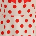 thumbnail image 6 of Karymi Cocktail Dresses for Women Retro Polka Dot Swing Midi Dress, Peter Pan Collar Bow Puff Short Sleeve Back Zipper Vintage Hepburn Party Sundress Plus Size Dresses, 6 of 8