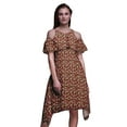 thumbnail image 1 of Bimba Tunique à Épaules Dénudées Imprimée Florale Rouge pour Femmes Robe de Soirée Col Rond - Petite, 1 of 6