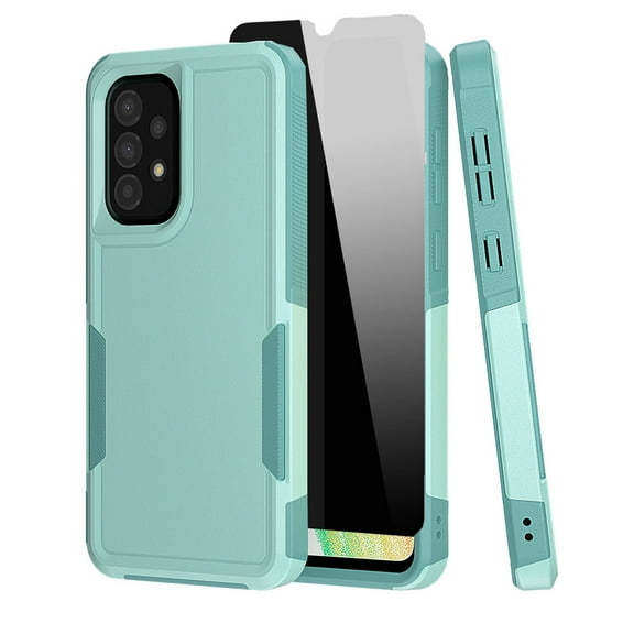 NIFFPD Samsung Galaxy A33 5G Case with Screen Protector (Anti Spy Privacy) Tough Rugged Shockproof Protective Phone Case for Galaxy A33 5G Light Green