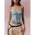 thumbnail image 2 of Argulvti Womens Sheer Mesh Cami Tops Polyester Lace Trim Adjustable Strap See Through V Neck Crop Tops for Summer, 2 of 6