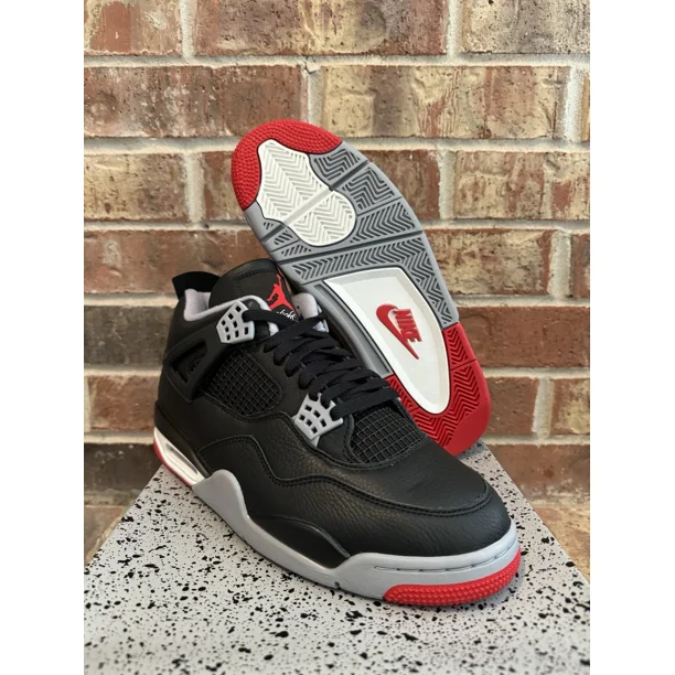Ni - ke New 10.5 Ni - ke Air Jordan 4 IV Retro Bred Reimagined Black Red FV5029-006 Men's