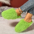 thumbnail image 5 of Bkhluea Fuzzy Faux Fur Slippers Women's Fluffy Long Hair Faux Fur Slip on Slides Fluffy Outdoor Flat Slippers Non-Slip Warm Home Slide Shoes, 5 of 7