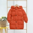 thumbnail image 2 of Povozer Girl's Long Length Winter Coat Parka Puffer Jacket With Fleece Lined(Orange,1-2Y), 2 of 5
