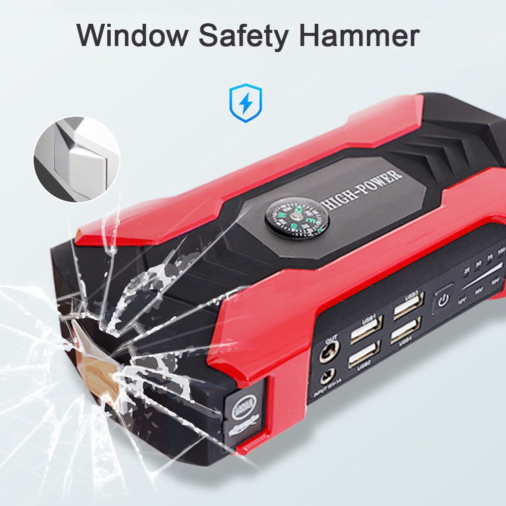 Emergency Car Battery Jump Starter 99800mAh Charger Power with 4 USB Ports, LED Flashlight , Multi-functional Bank , Portable 12V Auto Booster Starting Device