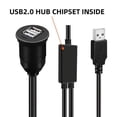 thumbnail image 3 of FVH 1m Waterproof Dustproof 480Mbps USB2.0 Type-A Male to Dual Female Hub Extension Data Power Cable Car Panel Mount Design, 3 of 7