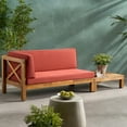 thumbnail image 2 of GDF Studio Keith Outdoor Acacia Wood Left Arm Loveseat and Coffee Table Set with Cushion, Teak and Red, 2 of 13
