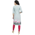 thumbnail image 5 of Bimba Women's Gray Moss Georgette Kurti Summer Wear Printed Tunic Kurta-6, 5 of 7