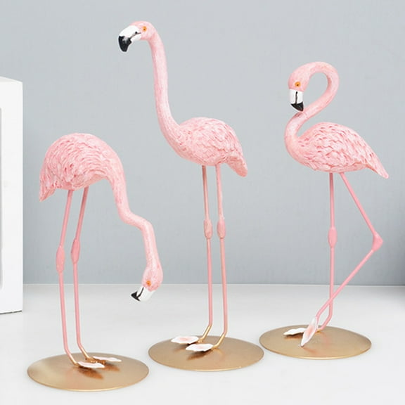 Travelwant Pink Flamingo Ornaments Resin Figurines, Flamingo Figurine, Bird Knick Knacks Living Room Clearance Decor,Tropical Party Decor,Pink Room Decor