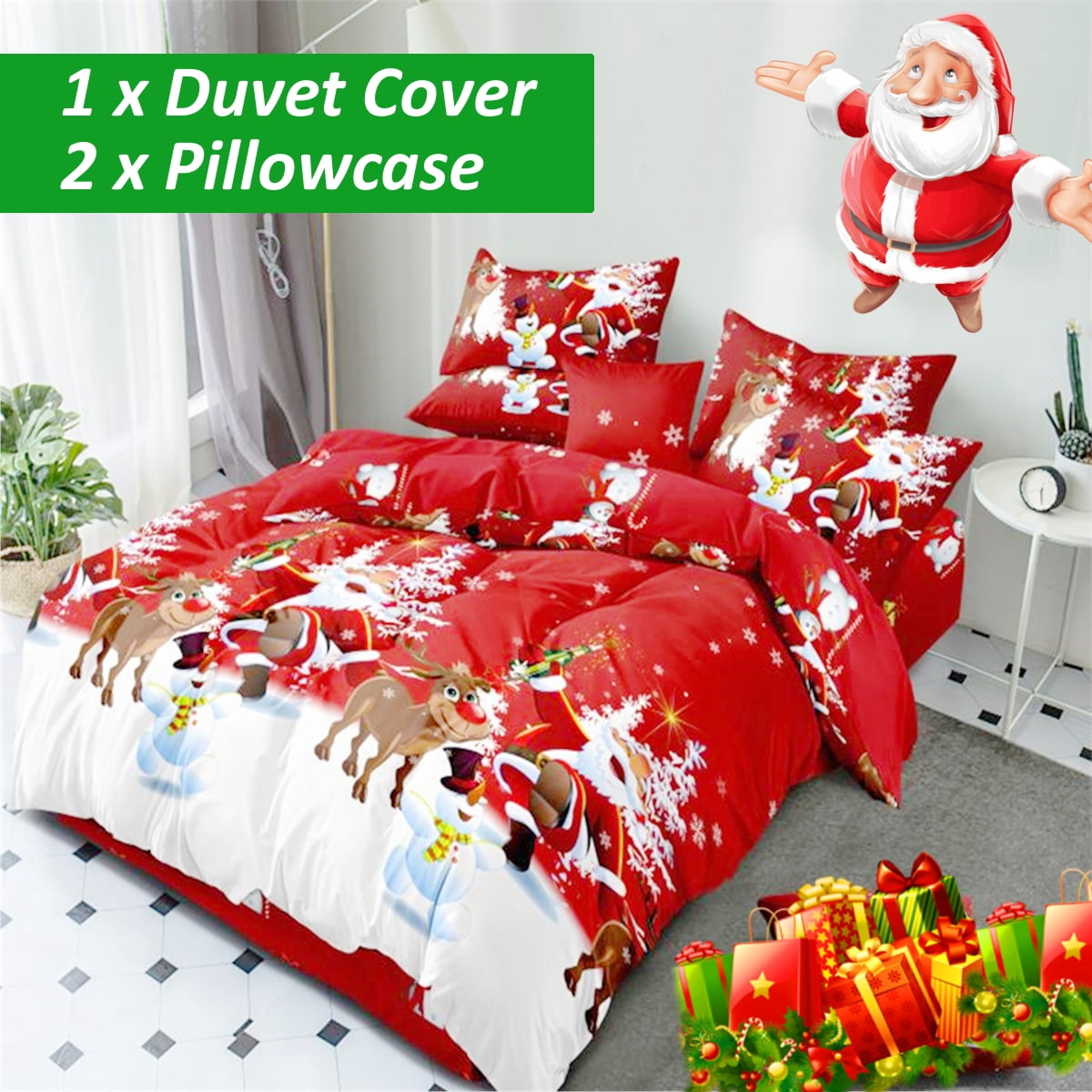 Christmas Duvet Cover Santa Claus Deer 