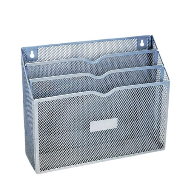 Cesta De Almacenamiento De Archivos De Metal, Práctico Organizador De Escritorio Para Facturas De Oficina Y Hogar, Color Plateado