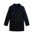 thumbnail image 3 of MKOSPLRT Boys Double Breasted Peacoat Notched Lapel Collar Wool Blend Long Coat Striped Fall Winter Overcoats Outwear with Pockets 1-12Y, 3 of 4