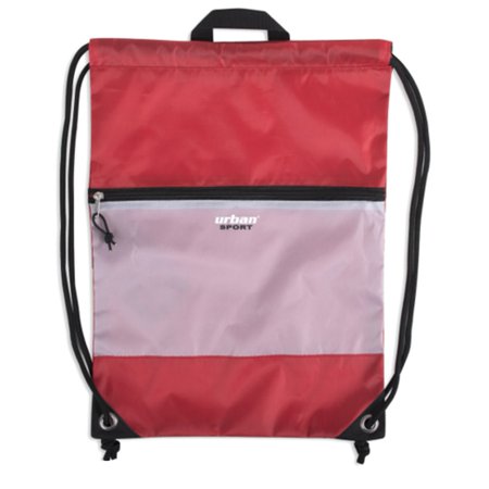 - Urban Sport Unisex Red Front Zip Pocket Drawstring Backpack 18