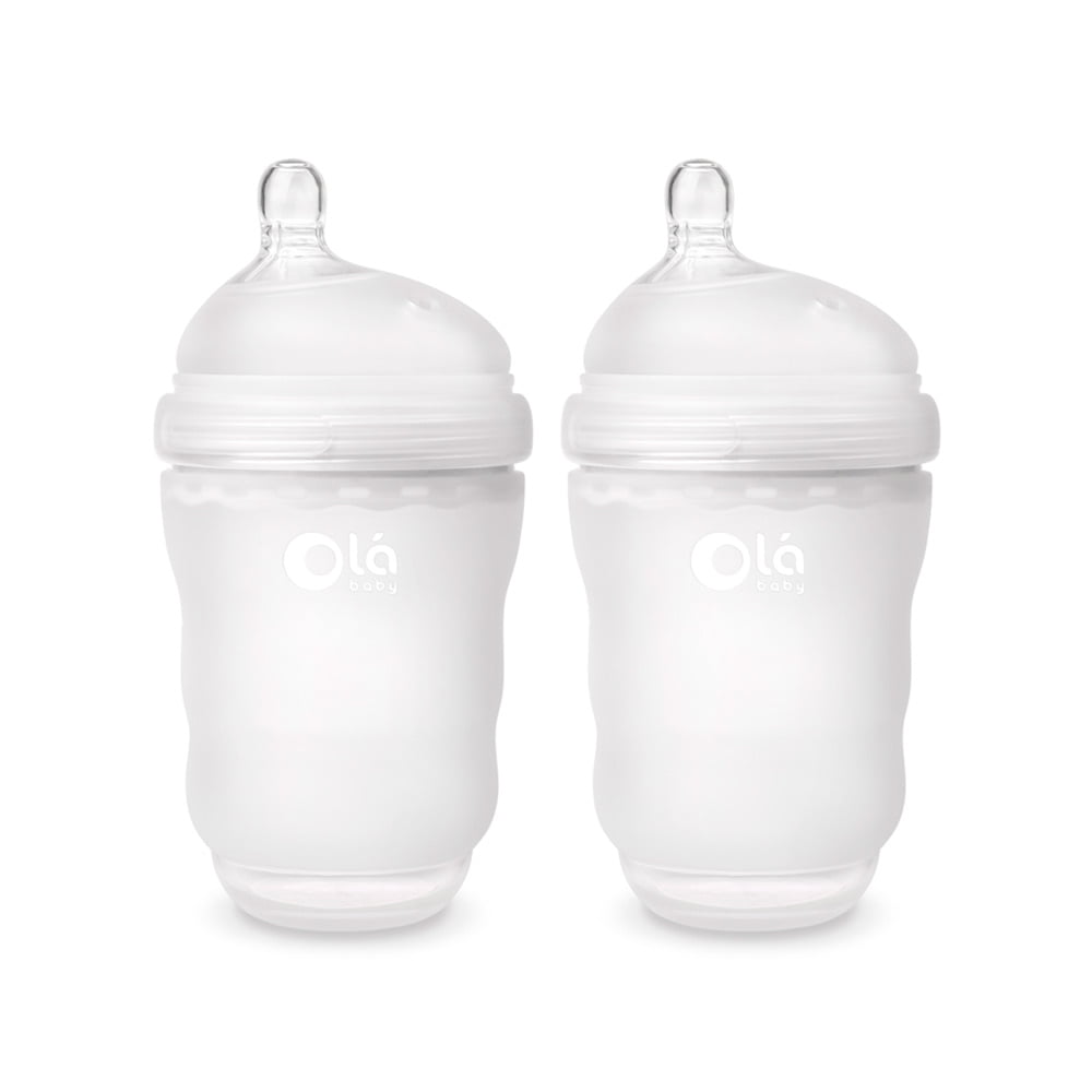 Olababy GentleBottle, Silicone Baby Bottle - 8oz, Frost 2-Pack