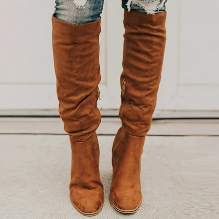 

TALKVE Women s Ladies Zip Up Squared Toe Thigh Boots Shoes Cowboy Boots For Womens