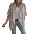 thumbnail image 2 of Spring Tops for Women Womens Tops under $5 Summer Cotton Linen Short Sleeved Cardigan with Pocket Plus Size Shirts Blouses for Women $5 Workout Tunic Tops New Casual 2025 Brown L, 2 of 6