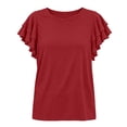 thumbnail image 7 of Admvng Womens Scoop Neck Casual Tops Ruffle Short Sleeve Summer Loose Fit Blouses, 7 of 7