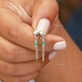 thumbnail image 4 of Baguette Emerald Handmade Earring, Delicate Wrap Chain Drop Wedding Earring, 925 Starling Silver Diamond Dainty Drop Stud Earring, Gift For Woman. (Price For Single Earring), 4 of 5