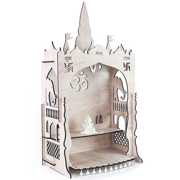 White Wooden Puja Mandir For Home / Wall Hanging Small Wooden Temple / Mandir for Home/Temple for Home and Office/ Mandapam / Wall Decor