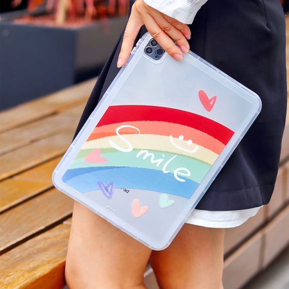 Compatible with iPad Pro 11 2022/2021/2020/2018 Back Case, Marble Pattern Back / Pattern Clear Back TPU Lightweight Ultra Slim Drop Protective Anti-Scratch Case Cover, Rainbow