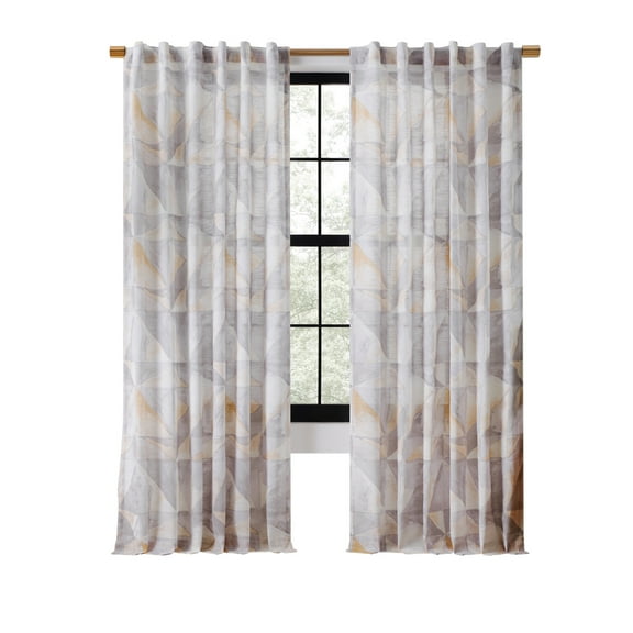Rochelle Porter Prism Single Panel Curtain Poletop Rod Pocket, Cotton, Gray, Light Filtering, Adult, 50" W x 84" L