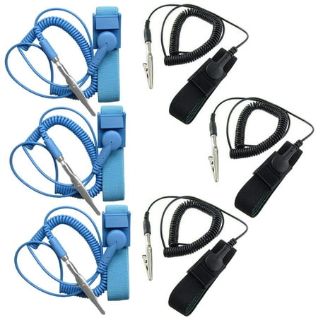 Image of ESD Anti-Static Wrist Strap Components DaKuan 6 Packs Anti-Static Wrist Straps Equipped with Grounding Wire and Alligator Clip Grounding Solution for Working on Sensitive Electronic Devices