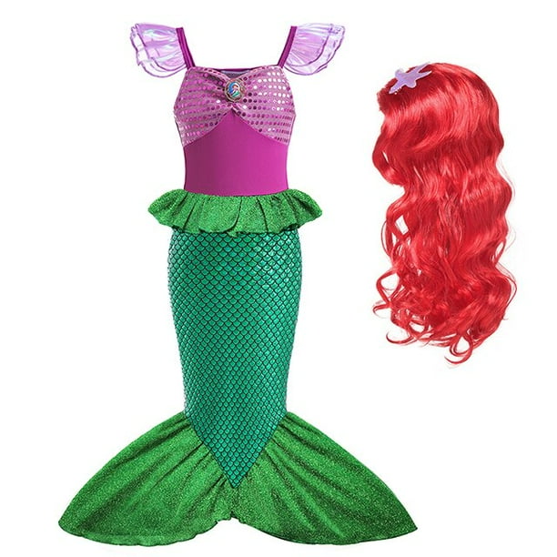 Disney-vestido de princesa Ariel para niñas, disfraz de sirena para fiestas de Carnaval Fivean unisex