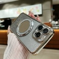 thumbnail image 2 of ShellTech for iPhone 16 Plus Case Bling Glitter Magnetic Ring Stand [Military Drop Protection][Compatible with MagSafe] Lens Protector & Makeup Mirror Luxury Cases for Women Girls,Silver, 2 of 10
