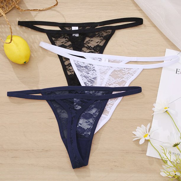 Finetoo 3 unids/set tangas de encaje de baja altura para mujer M-XL Sexy T-BackPanties ropa interior de encaje G-string ropa interior para niñaspangjing