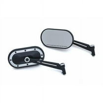 Kuryakyn 1766 Motorcycle Handlebar Accessory: Heavy Industry Rear View Side Mirrors, Satin Black with Chrome Accents, 1 Pair