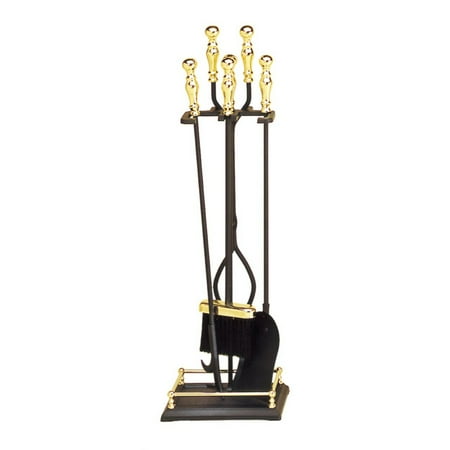 Minuteman International Black And Brass 4 Pc Fireplace Tool Set