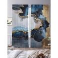 thumbnail image 4 of Navy Blue Semi Sheer Curtains 84 Inch Length 2 Panels Set, Abstract Color Block Vintage Modern Sheer Kitchen Curtain Privacy Voile Window Curtain for Living Room Bedroom Rod Pocket Drapes, 4 of 7