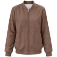 thumbnail image 4 of Guluxicc Women's Plaid Bomber Jackets Full Zipper Ribbed Cuffs Hem Long Sleeve Casual Jackets for Everyday Fall Winter, 4 of 7