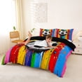 thumbnail image 2 of Castle Fairy Graffiti Soccer Bedding, Rainbow Stripes Splash Duvet Cover Full, Red Green Yellow,Black Reversible,3pcs,1 Duvet Cover and 2 Pillowcases, 2 of 6