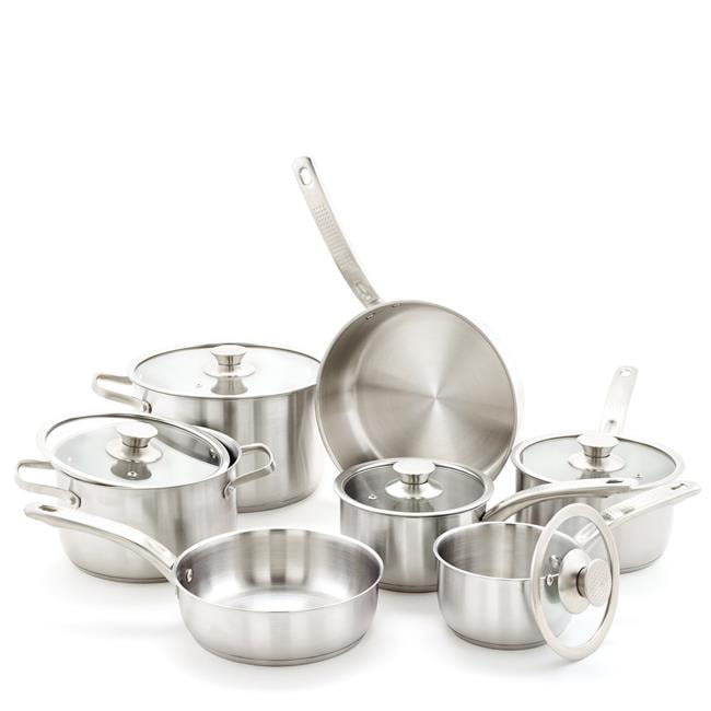 12-pc stainless steel cooking pots lids frying pan cooking pot set saucepan NEW 