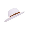 thumbnail image 3 of Gustave Wide Brim Fedora Panama Hat for Women Men Western Rancher Suede Hat with Belt Buckle - White, 3 of 7