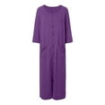 thumbnail image 4 of Puliio Robes For Women Solid Color Quarter Sleeve Loose Maternity Nursing Bathrobe Dress Lightweight Cozy Nightgown,Size S, 4 of 6